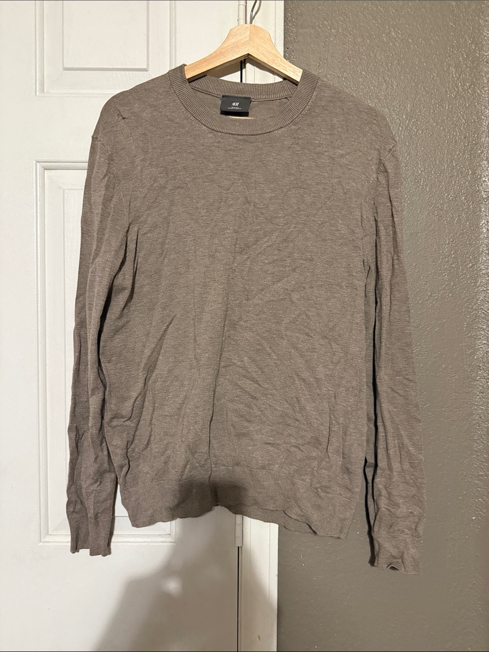 H&M Men's Long Sleeve Crew Neck Sweater - Taupe Brown